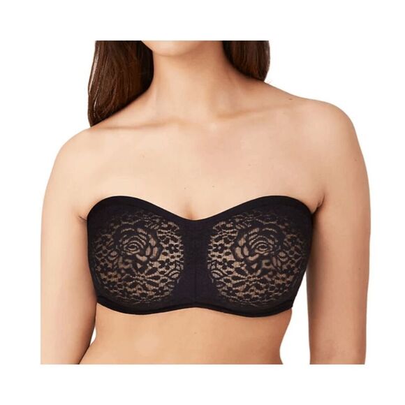 Wacoal NWT size 36C black Halo lace strapless bra style 854205